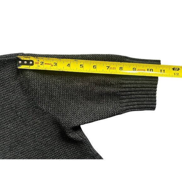 Merino Wool Short Sleeve Charcoal Sweater Mock Turtleneck Women’s Small - Picture 8 of 9